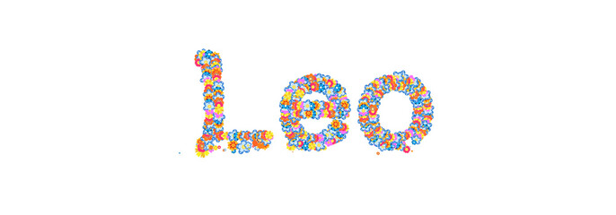 Male name Leo filled with flowers
