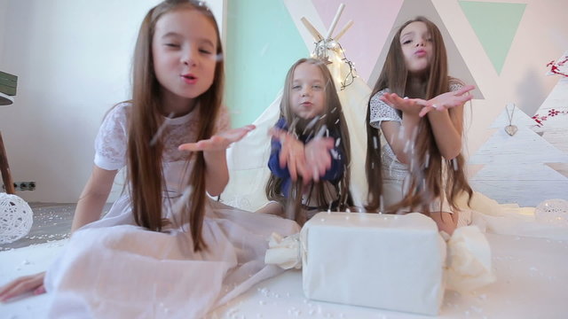 Three girls with long hair 