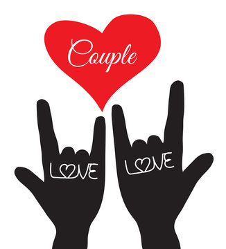 Love hand sign. Love symbol. Couple, Lover. Vector illustration