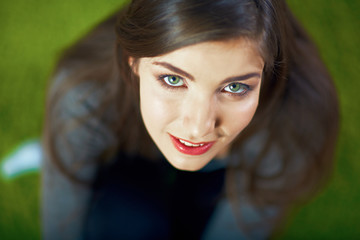 Fototapeta premium Close up face portrait of beautiful smiling teenager girl.