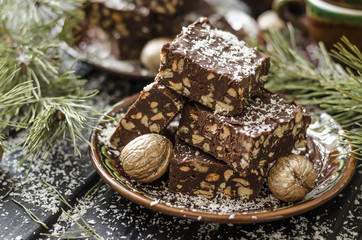 Chocolate fudge with nuts  from Nigella Lawson   