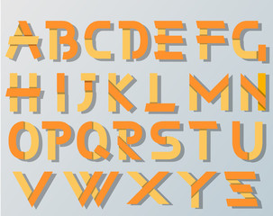 VECTOR ORIGAMI ALPHABET STYLE WITH SHADOWS ORANGE AND YELLOW