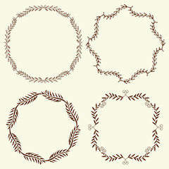 Set of 4 hand drawn frames, vector