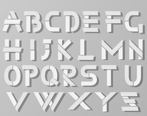 VECTOR ORIGAMI ALPHABET STYLE WITH SHADOWS WHITE