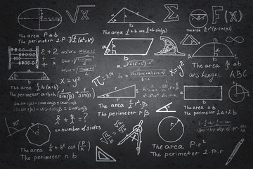 Mathematics sketches on blackboard
