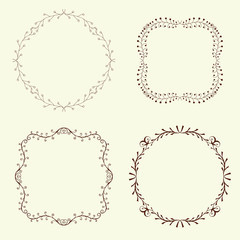 Set of 4 hand drawn frames, vector
