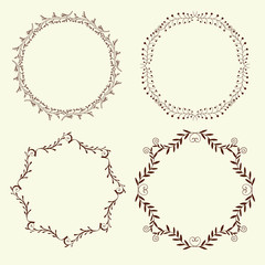 Set of 4 hand drawn frames, vector