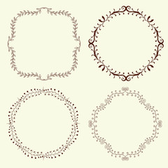 Set of 4 hand drawn frames, vector