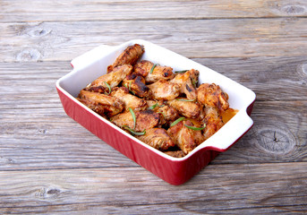 Meat fried chicken wings in the oven