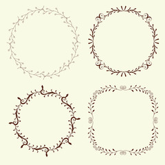 Set of 4 hand drawn frames, vector