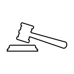 Justice hammer line icon