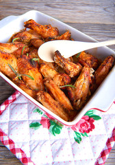Meat fried chicken wings in the oven