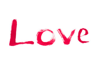 Fototapeta premium Handwritten Love. Valentines Day Card Calligraphy. Hand Painted script