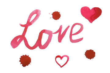 Handwritten Love. Valentines Day Card Calligraphy. Hand Painted script