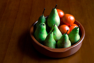 Birnen Mandarinen Obstschale