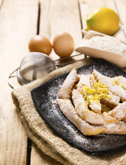 crostoli dish, typical Italian sweet carnival