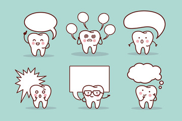 cartoon tooth with speech bubble