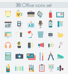 Modern flat design color office icons. Web elements 