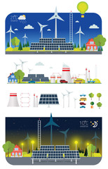 day and night flat infographic eco plant