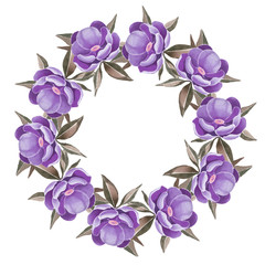 Peonies. Floral wreath 4 in vector