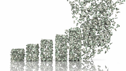 Fototapeta premium Growth graph from dollar banknotes