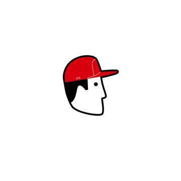 Vector avatar of American man in baseball cap. Isolated white background
