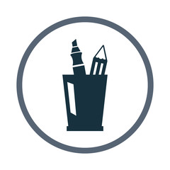 Illustration of pencil and marker in glass