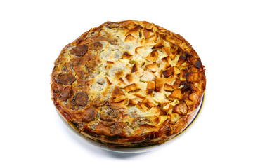 Apple Banana cake isolated on white background