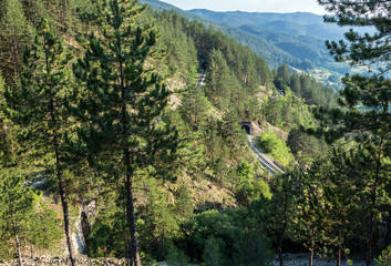 View from Sargan Eight narrow gauge railway from the village of Mokra Gora to Sargan Vitasi station...