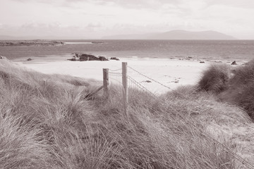 Traigh Ban; White Strand of the Monks; Beach; Iona; Scotland, UK in Black and White Sepia Tone