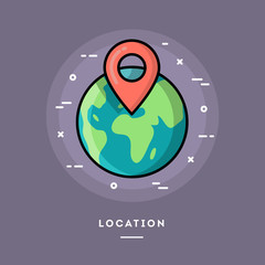 Location, flat design thin line banner, usage for e-mail newsletters, web banners, headers, blog posts, print and more