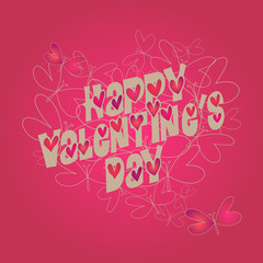 Vector Valentine's day card with original lettering and butterflies shaping a heart