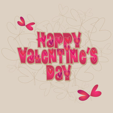 Vector Valentine's day card with original lettering and butterflies shaping a heart