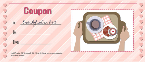 Love coupon for breakfast in bed