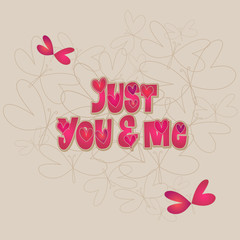 Vector Valentine's day or wedding card with original lettering and butterflies shaping a heart