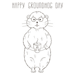 Happy Groundhog Day greeting card