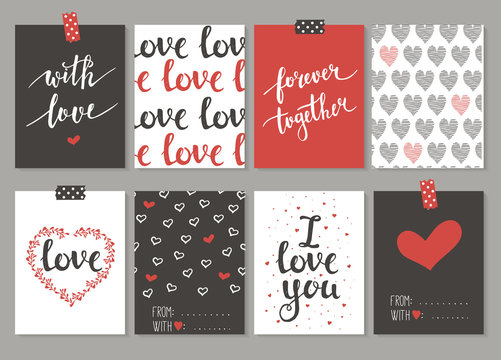 Collection of 8 cards of love design. Valentine's day Posters se