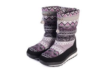Women's winter boots isolated on white