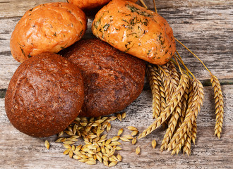Fresh bread with ears a rye