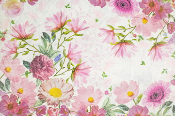 Photo of a decoupage decorated flower pattern - obrazy, fototapety, plakaty