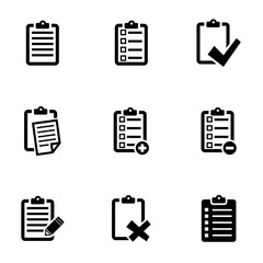 Vector black check list icon set. Check List Icon Object, Check List Icon Picture, Check List Icon Image - stock vector