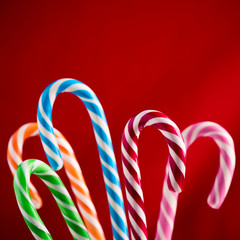 lollipops on a red background