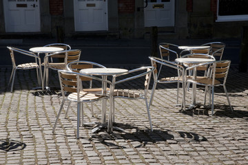Cafe Tables in Bright Sunshine