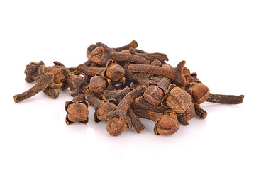 dry cloves on white background