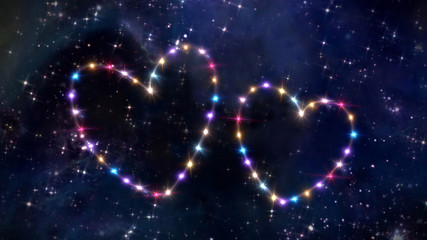 double heart of star in space