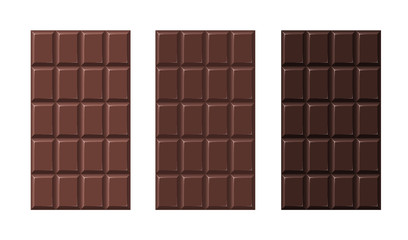 Three chocolate on white background