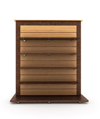 empty wooden two-color commercial shelving