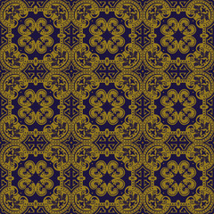 Elegant antique background image of spiral round cross dot kaleidoscope pattern.
