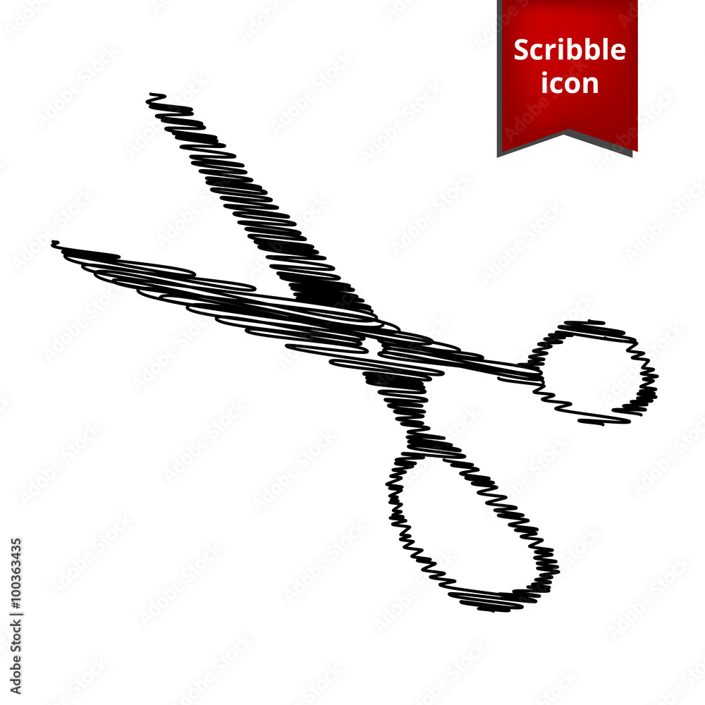 Poster vector scissors with pen effect