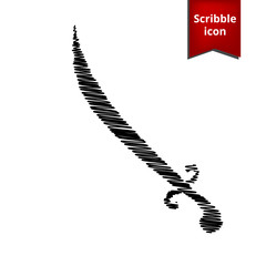 Saber black icon. Vector illustration with chalk effect